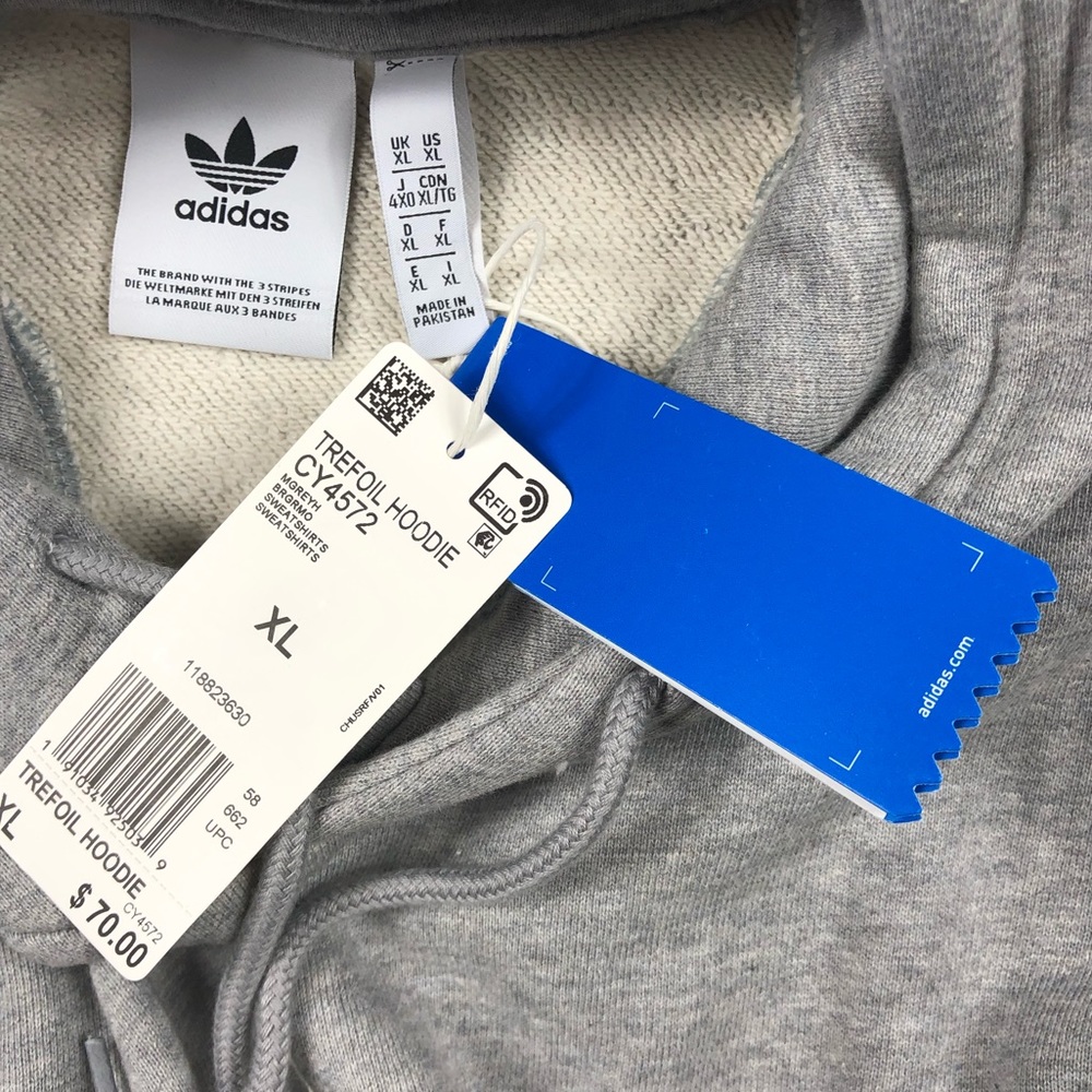 Adidas Trefoil Gray Pullover Hoodie Sweatshirt - Picture 7 of 13